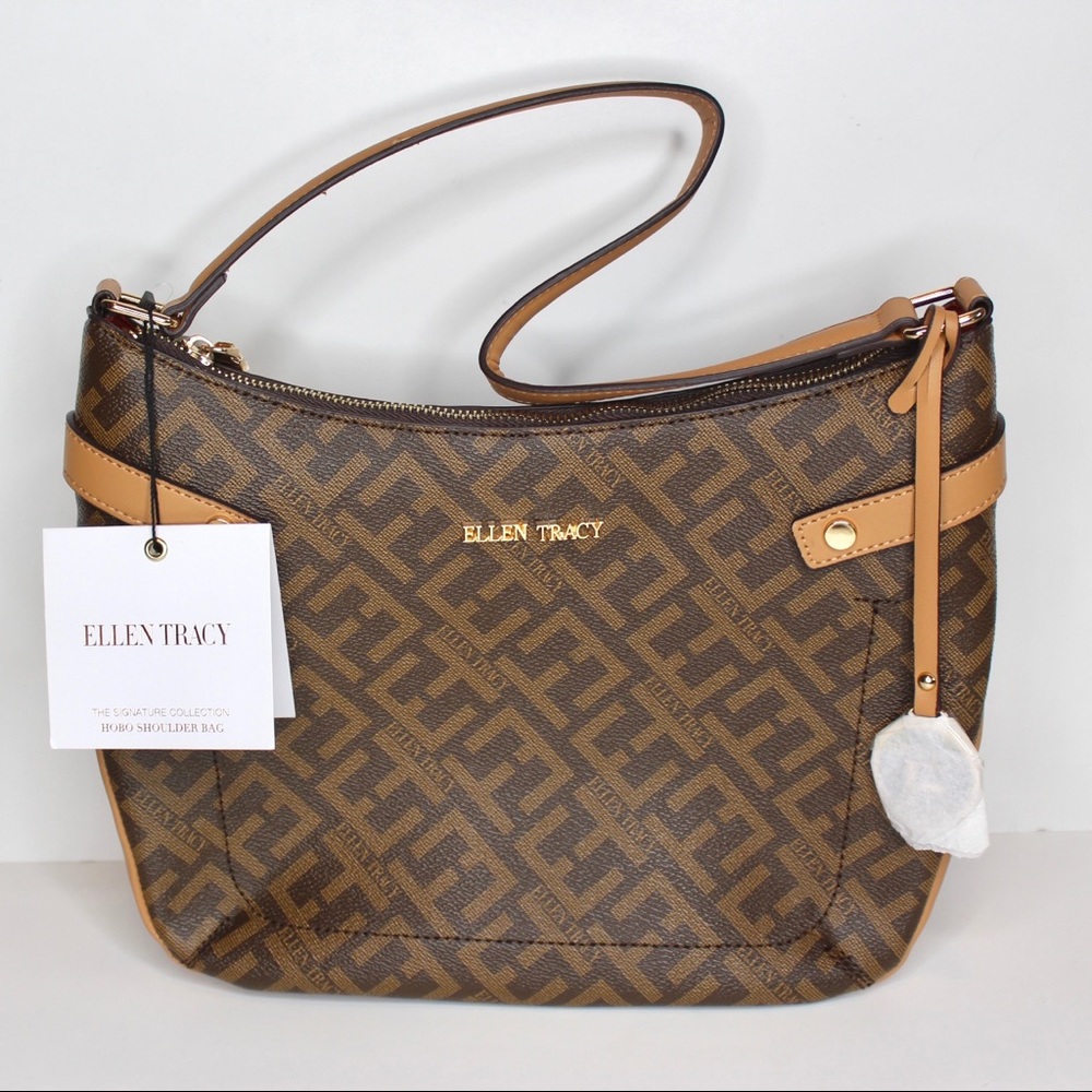 Ellen Tracy | Signature Logo Hobo Shoulder Bag